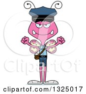 Clipart Of A Cartoon Mad Pink Butterfly Mailman Royalty Free Vector Illustration