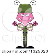 Clipart Of A Cartoon Mad Pink Butterfly Soldier Royalty Free Vector Illustration by Cory Thoman