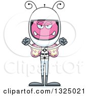 Clipart Of A Cartoon Mad Pink Butterfly Astronaut Royalty Free Vector Illustration