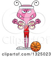 Poster, Art Print Of Cartoon Mad Pink Butterfly Basketball Player
