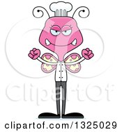 Clipart Of A Cartoon Mad Pink Butterfly Chef Royalty Free Vector Illustration