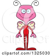 Clipart Of A Cartoon Happy Pink Butterfly In Pjs Royalty Free Vector Illustration