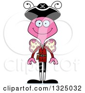 Clipart Of A Cartoon Happy Pink Butterfly Pirate Royalty Free Vector Illustration by Cory Thoman