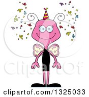 Poster, Art Print Of Cartoon Happy Pink New Years Party Butterfly