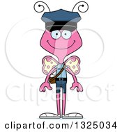 Clipart Of A Cartoon Happy Pink Butterfly Mailman Royalty Free Vector Illustration