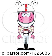 Poster, Art Print Of Cartoon Happy Pink Butterfly Race Car Driver