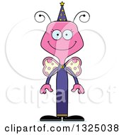 Poster, Art Print Of Cartoon Happy Pink Butterfly Wizard