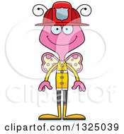 Poster, Art Print Of Cartoon Happy Pink Butterfly Firefighter