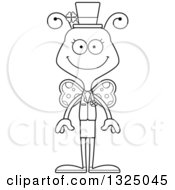 Lineart Clipart Of A Cartoon Black And White Happy St Patricks Day Butterfly Royalty Free Outline Vector Illustration