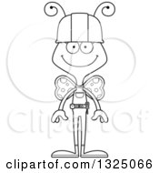 Poster, Art Print Of Cartoon Black And White Happy Butterfly Construction Worker