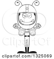 Lineart Clipart Of A Cartoon Black And White Mad Butterfly Race Car Driver Royalty Free Outline Vector Illustration