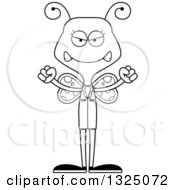 Lineart Clipart Of A Cartoon Black And White Mad Butterfly Scientist Royalty Free Outline Vector Illustration