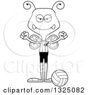 Poster, Art Print Of Cartoon Black And White Mad Butterfly Volleyball Player