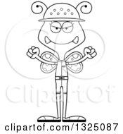 Lineart Clipart Of A Cartoon Black And White Mad Butterfly Zookeeper Royalty Free Outline Vector Illustration