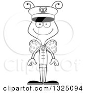 Poster, Art Print Of Cartoon Black And White Happy Butterfly Boat Captain