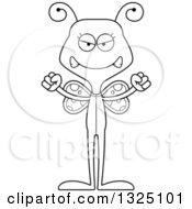 Lineart Clipart Of A Cartoon Black And White Mad Butterfly In Pjs Royalty Free Outline Vector Illustration