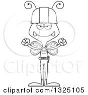 Poster, Art Print Of Cartoon Black And White Mad Butterfly Construction Worker