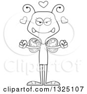 Lineart Clipart Of A Cartoon Black And White Mad Butterfly Valentines Day Cupid Royalty Free Outline Vector Illustration