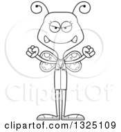 Lineart Clipart Of A Cartoon Black And White Mad Butterfly Doctor Royalty Free Outline Vector Illustration