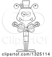 Lineart Clipart Of A Cartoon Black And White Mad St Patricks Day Butterfly Royalty Free Outline Vector Illustration