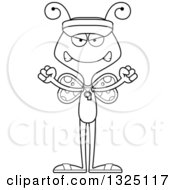 Lineart Clipart Of A Cartoon Black And White Mad Butterfly Lifeguard Royalty Free Outline Vector Illustration
