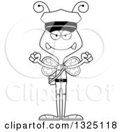 Lineart Clipart Of A Cartoon Black And White Mad Butterfly Mailman Royalty Free Outline Vector Illustration