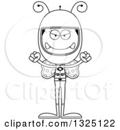 Lineart Clipart Of A Cartoon Black And White Mad Butterfly Astronaut Royalty Free Outline Vector Illustration