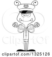Lineart Clipart Of A Cartoon Black And White Mad Butterfly Boat Captain Royalty Free Outline Vector Illustration