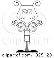 Lineart Clipart Of A Cartoon Black And White Mad Business Butterfly Royalty Free Outline Vector Illustration