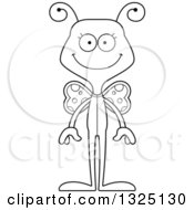 Lineart Clipart Of A Cartoon Black And White Happy Butterfly In Pjs Royalty Free Outline Vector Illustration