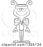 Lineart Clipart Of A Cartoon Black And White Happy Butterfly Lifeguard Royalty Free Outline Vector Illustration