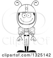 Lineart Clipart Of A Cartoon Black And White Happy Butterfly Race Car Driver Royalty Free Outline Vector Illustration