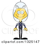 Clipart Of A Cartoon Happy Futuristic Space Bee Royalty Free Vector Illustration