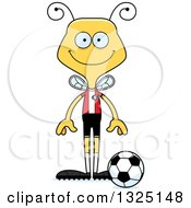 Clipart Of A Cartoon Happy Bee Soccer Player Royalty Free Vector Illustration
