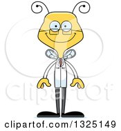Clipart Of A Cartoon Happy Bee Scientist Royalty Free Vector Illustration