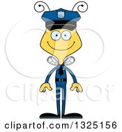 Clipart Of A Cartoon Happy Bee Police Officer Royalty Free Vector Illustration