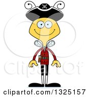 Clipart Of A Cartoon Happy Bee Pirate Royalty Free Vector Illustration