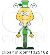 Clipart Of A Cartoon Happy Irish St Patricks Day Bee Royalty Free Vector Illustration