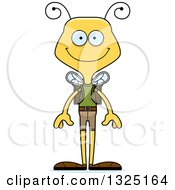 Clipart Of A Cartoon Happy Bee Hiker Royalty Free Vector Illustration