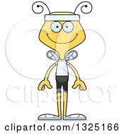 Clipart Of A Cartoon Happy Fitness Bee Royalty Free Vector Illustration