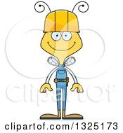 Clipart Of A Cartoon Happy Bee Construction Worker Royalty Free Vector Illustration