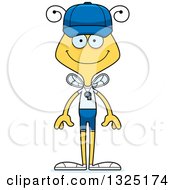 Clipart Of A Cartoon Happy Bee Sports Coach Royalty Free Vector Illustration