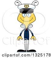 Clipart Of A Cartoon Happy Bee Boat Captain Royalty Free Vector Illustration