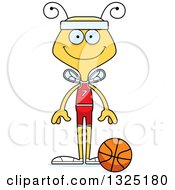 Poster, Art Print Of Cartoon Happy Bee Basketball Player
