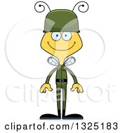 Clipart Of A Cartoon Happy Bee Soldier Royalty Free Vector Illustration