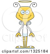 Clipart Of A Cartoon Happy Bee Angel Royalty Free Vector Illustration
