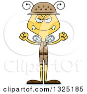 Clipart Of A Cartoon Mad Bee Zookeeper Royalty Free Vector Illustration