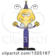 Clipart Of A Cartoon Mad Bee Wizard Royalty Free Vector Illustration