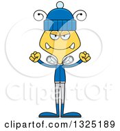 Poster, Art Print Of Cartoon Mad Bee In Winter Clothes