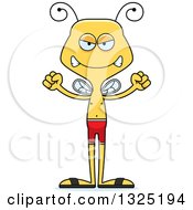 Clipart Of A Cartoon Mad Bee Swimmer Royalty Free Vector Illustration